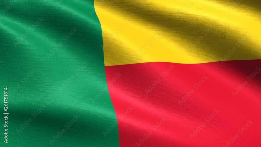 Realistic flag of Benin, Seamless looping with highly detailed fabric texture, 4k resolution Realistic flag of Benin, Seamless looping with highly detailed fabric texture, 4k resolution