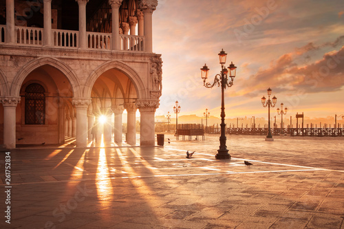 San Marco in Venice, Italy at a dramatic sunrise