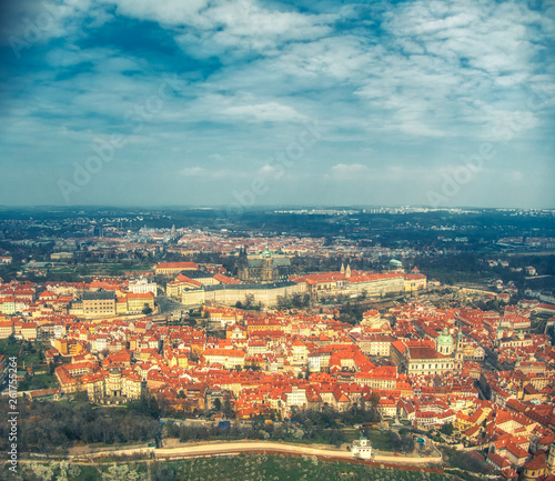 Aerial view of Prague over Castle