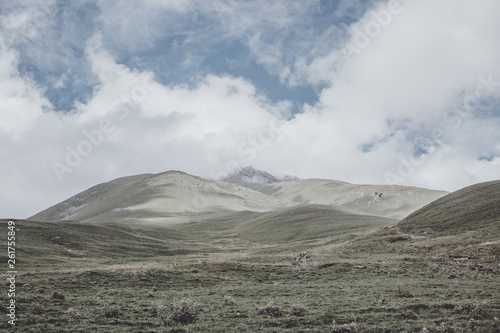 Panorama view of mountains scenes in national park Dombay  Caucasus