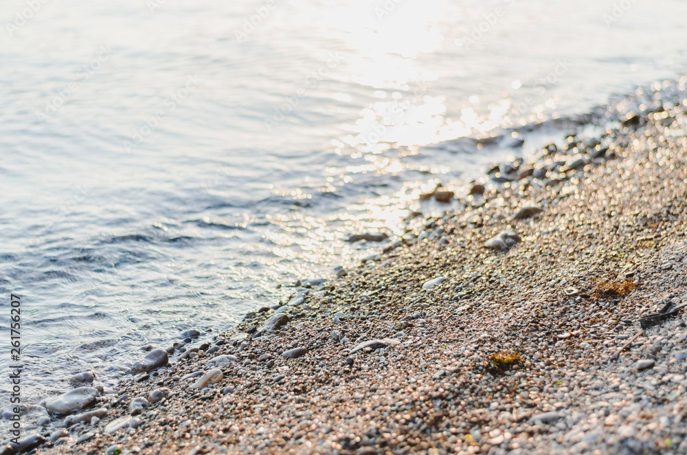 Golden sunset reflection, sunbeams on water. Golden sunset reflection, sunbeams on water.