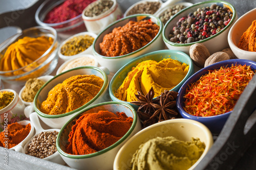 Beautiful composition of multicolored spices