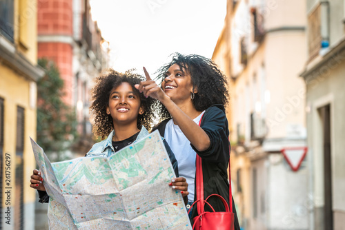 Latin American Mother and Daughter on Holidays.