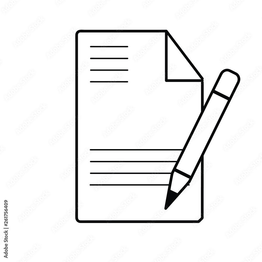 Paper document and pen outline icon Paper document and pen outline icon