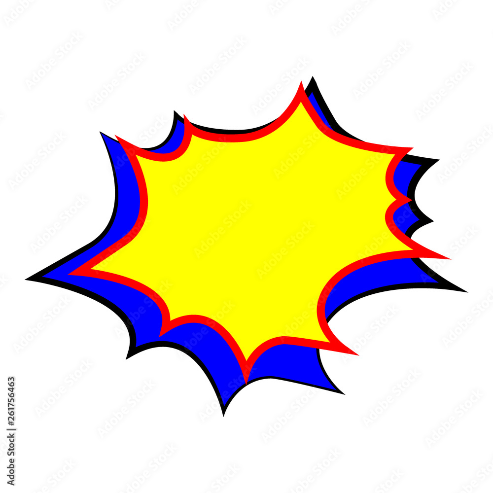 Empty yellow and blue pop art explosion, speech bubble. Cartoon comic style. Vector Empty yellow and blue pop art explosion, speech bubble. Cartoon comic style. Vector