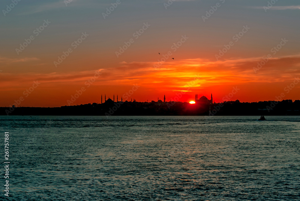 Istanbul, Turkey, 06 July 2006: Sunset at Kadikoy Istanbul, Turkey, 06 July 2006: Sunset at Kadikoy