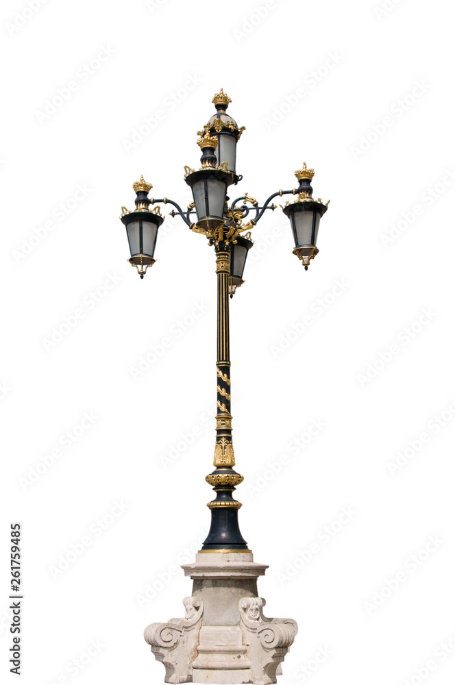 Old street lamp on a white background.