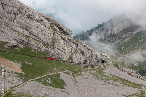 Panorama view of mountains scene from top Pilatus Kulm in Lucerne