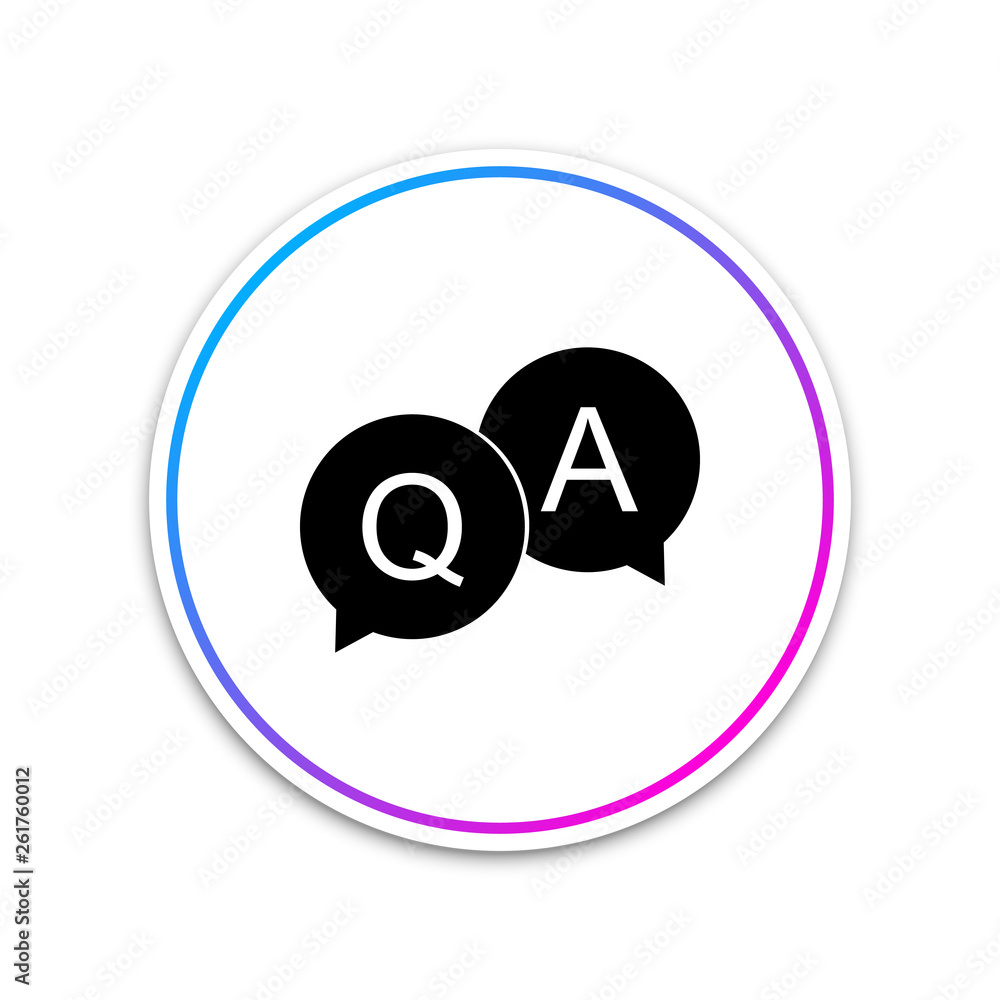 Question and Answer mark in speech bubble icon isolated on white background. Q and A symbol. Circle white button. Vector Illustration Question and Answer mark in speech bubble icon isolated on white background. Q and A symbol. Circle white button. Vector Illustration