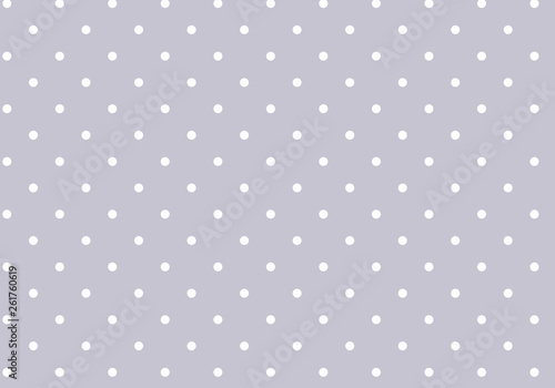 Small white polka dot seamless pattern on pigeon blue background. Classic, cute, cosy. Vintage decoration design in soft pastel colors.