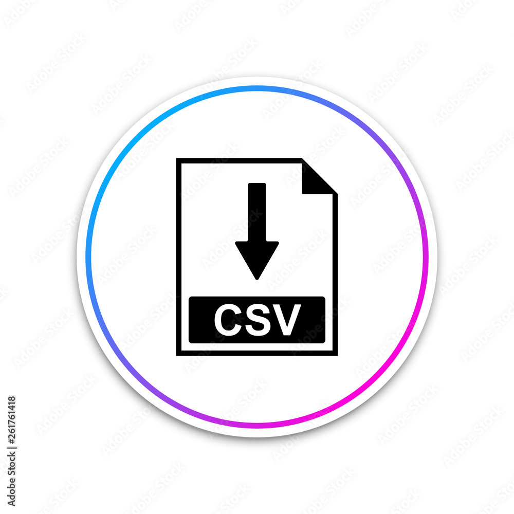 CSV file document icon. Download CSV button icon isolated on white background. Circle white button. Vector Illustration CSV file document icon. Download CSV button icon isolated on white background. Circle white button. Vector Illustration