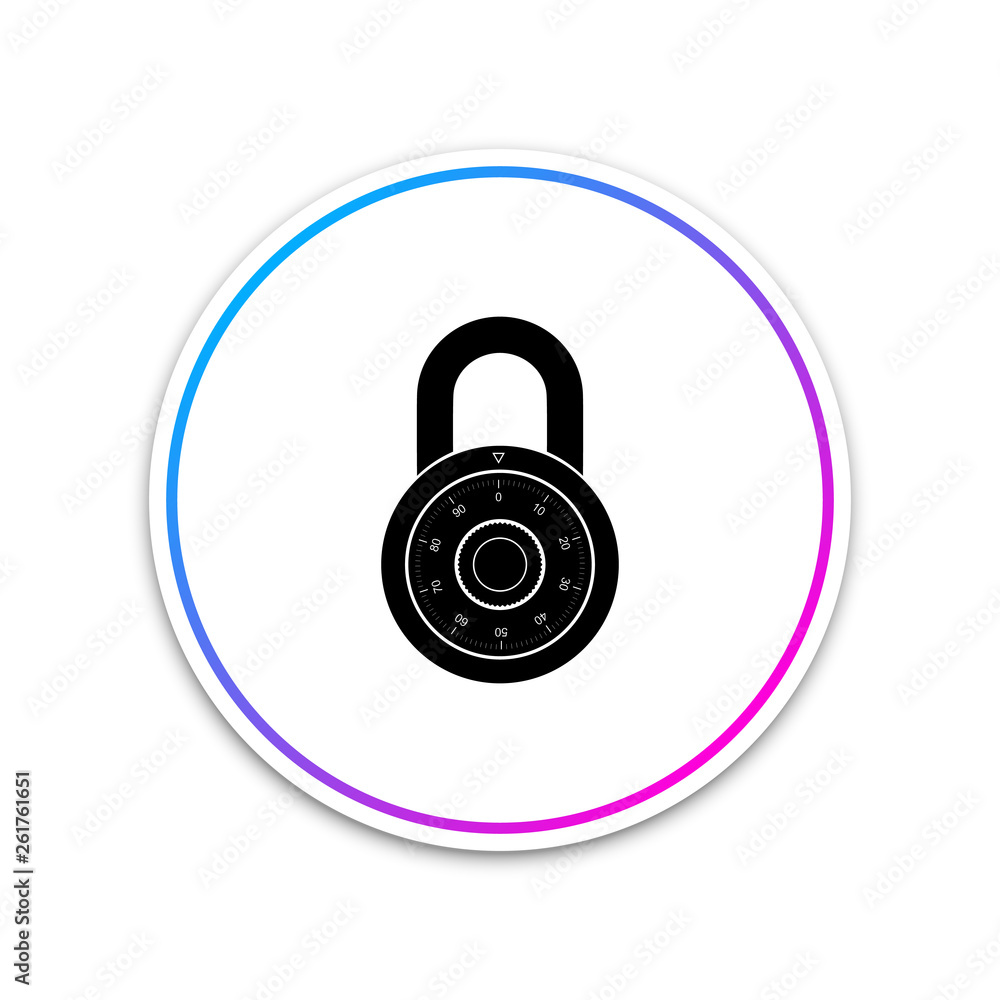 Safe combination lock wheel icon isolated on white background. Combination Padlock. Protection concept. Password sign. Circle white button. Vector Illustration Safe combination lock wheel icon isolated on white background. Combination Padlock. Protection concept. Password sign. Circle white button. Vector Illustration