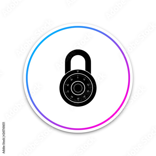 Safe combination lock wheel icon isolated on white background. Combination Padlock. Protection concept. Password sign. Circle white button. Vector Illustration