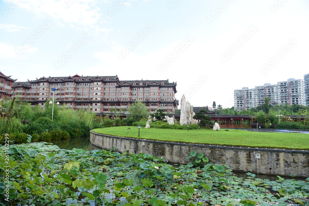 Fototapeta premium Lotus Pavilion and Lotus