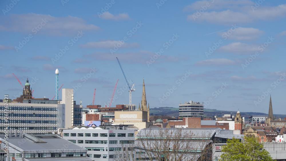 View of Sheffield City Centre from Park Hill on a sunny morning View of Sheffield City Centre from Park Hill on a sunny morning