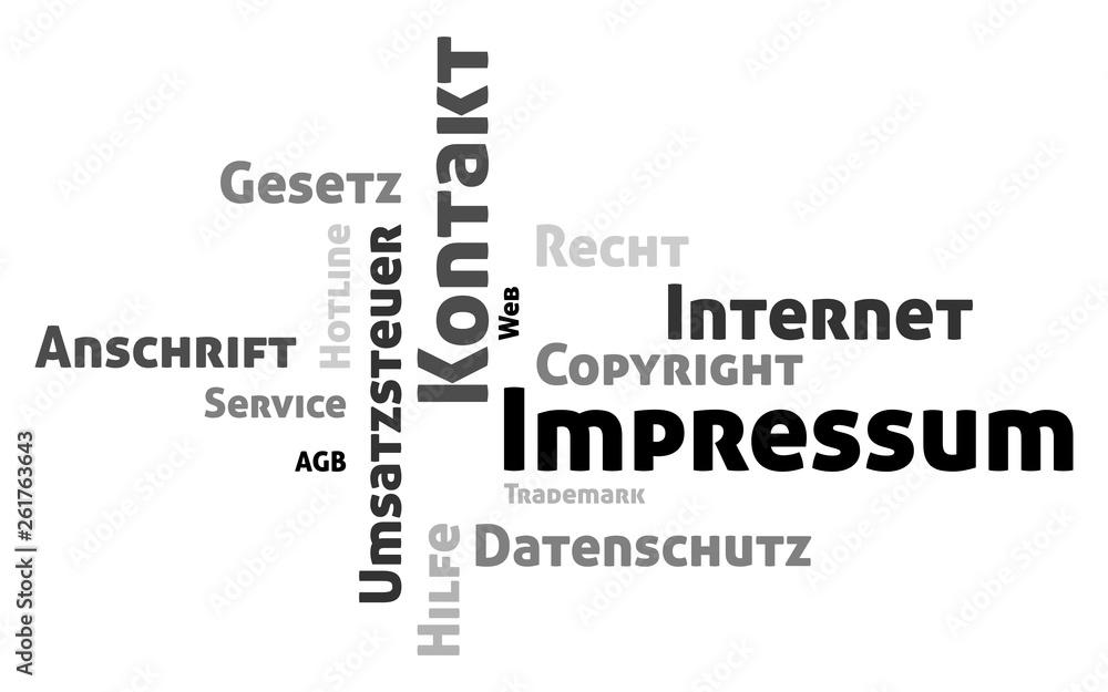 Impressum und Kontakt Wordcloud Vektor Grafik Impressum und Kontakt Wordcloud Vektor Grafik