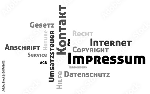 Impressum und Kontakt Wordcloud Vektor Grafik