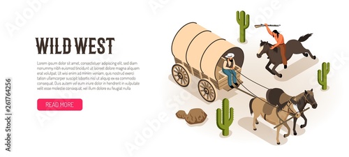 Cowboy Isometric Horizontal Banner