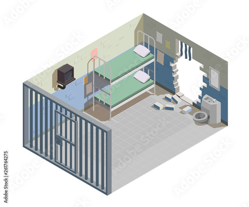 Prison Jail Isometric Composition 