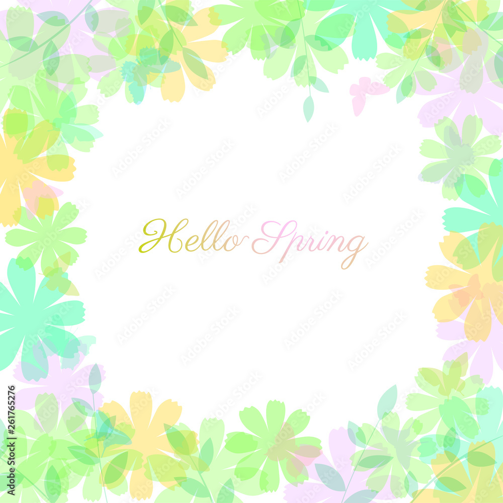 Abstract spring summer background in light pastel color with copy space, floral theme with butterfly and flower