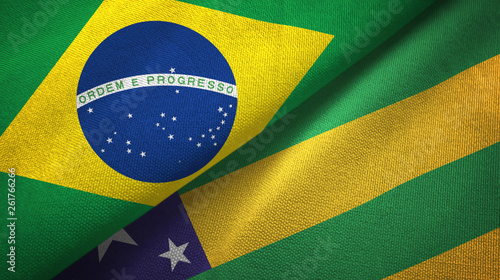 Sergipe state and Brazil flags textile cloth, fabric texture