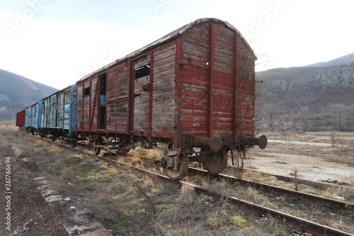  Abandoned old railway wagons at station, old train wagons in an abandoned station Inside this train station still stay wagons since the station was closed.