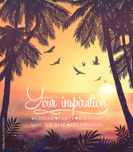 Summer inspiration card for beach tropical party invitation