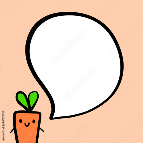 Cute tiny carrot hand drawn illustration in cartoon style