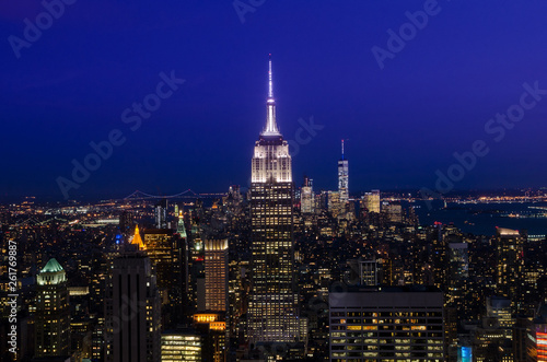 New York City. Manhattan downtown skyline at night © softdelusion