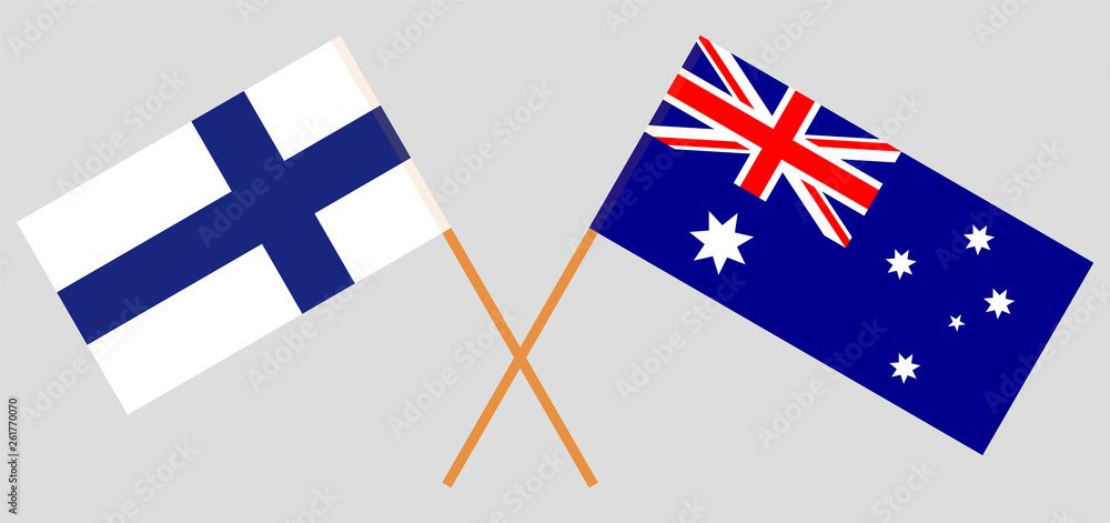 Australia and Finland. The Australian and Finnish flags. Official colors. Correct proportion. Vector