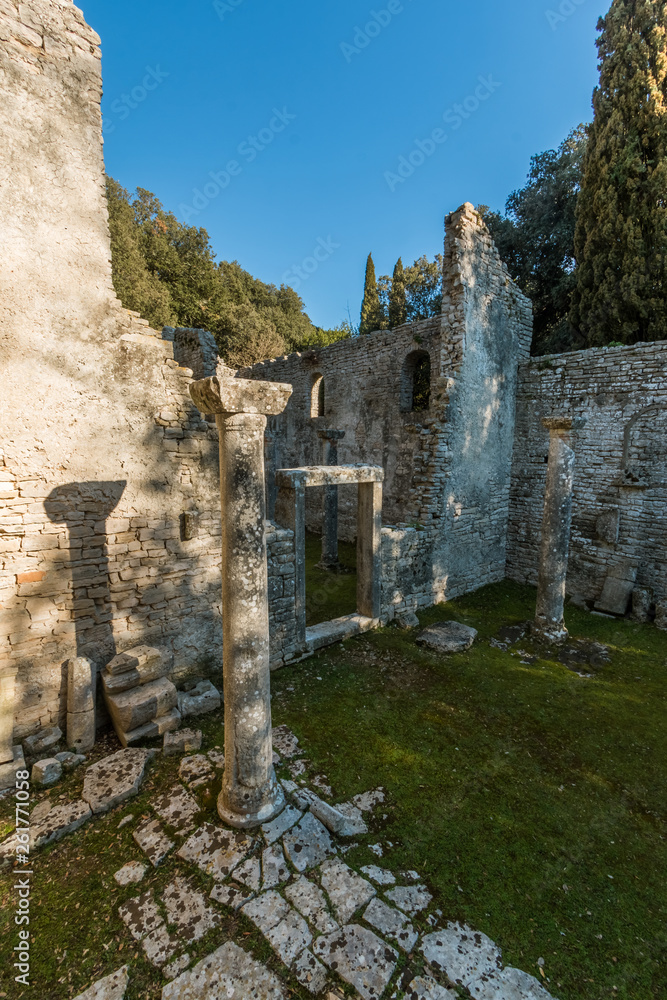 Ruins of 6th century built Basilica of St. Mary on the Veliki Brijun island, Croatia