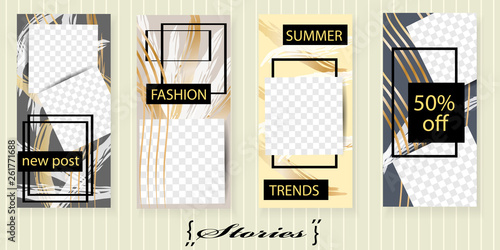 Set of trendy templates for Instagram stories. Vector background for social networks. Abstract minimal design.