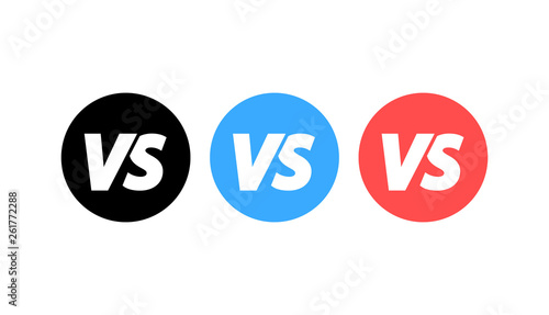VS versus letters icons set. Battle, confrontation, together, standoff, final fighting. Vector illustration.