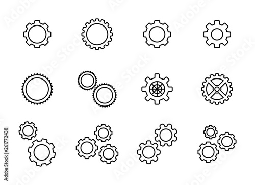 Big set gear. Settings or options. Vector Illustration.