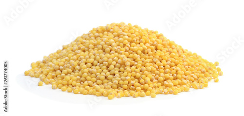 Pile of millet isolated on white photo