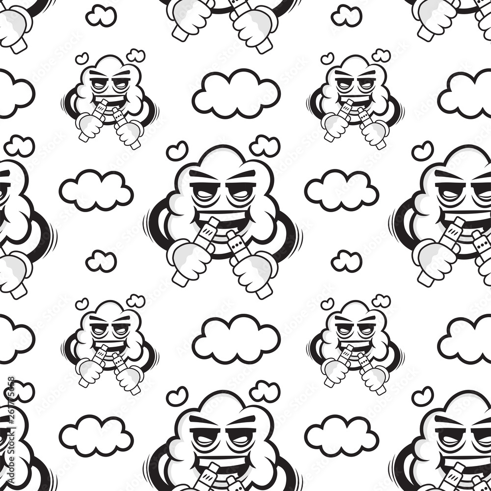 Vape cloud cartoon seamless pattern Vape cloud cartoon seamless pattern