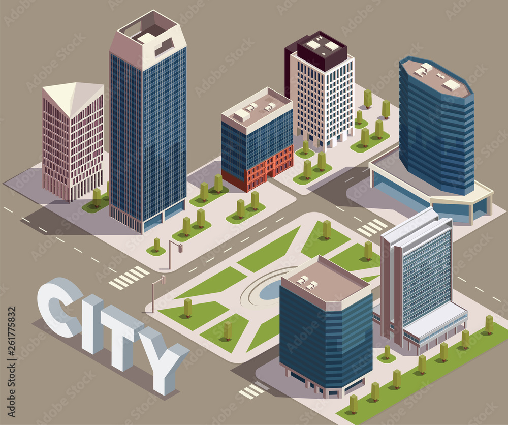 Modern City Block Composition Modern City Block Composition