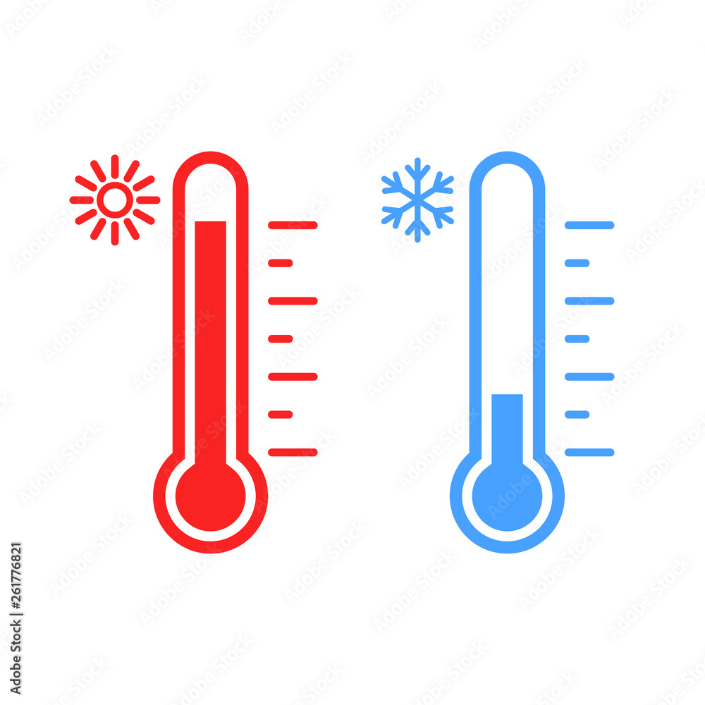 Thermometer icon set. Hot and cold weather. Vector. Isolated. Thermometer icon set. Hot and cold weather. Vector. Isolated.