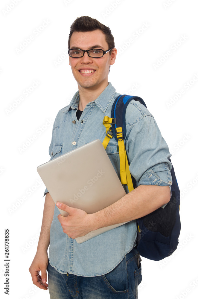 Young male student isolated on white Young male student isolated on white