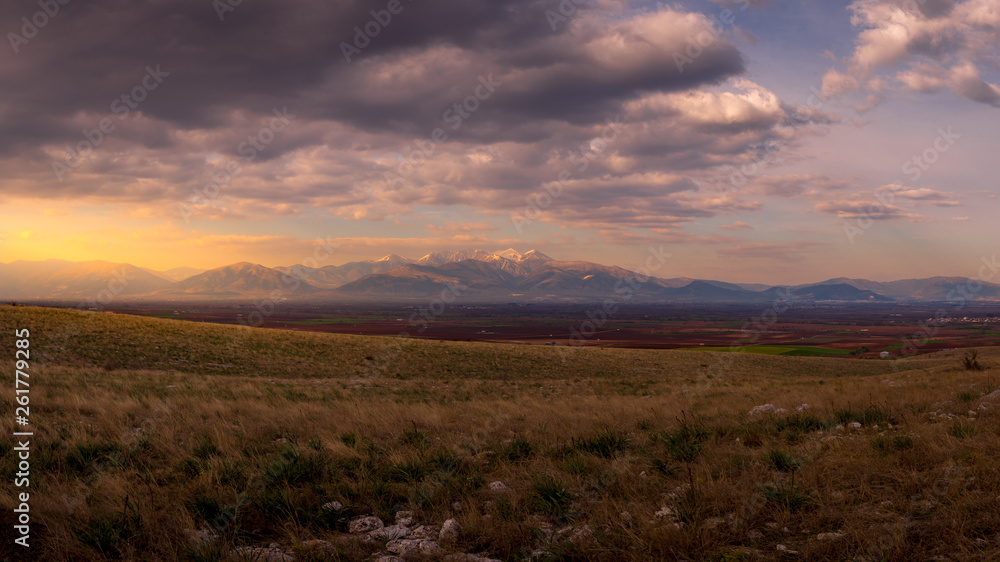 Mountain with cloudy sky, Macedonia, Greece,