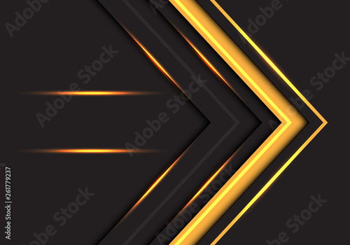 Abstract yellow light arrow direction on dark grey design modern futuristic background vector illustration.