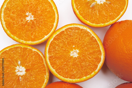 Fresh orange fruit isolated on white background close up