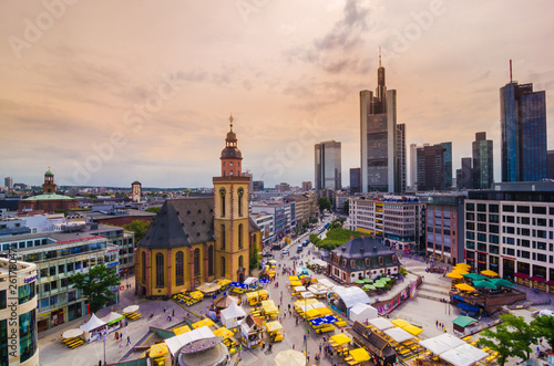 Frankfurt panoramic view with Hauptwache and skyscrapers photo
