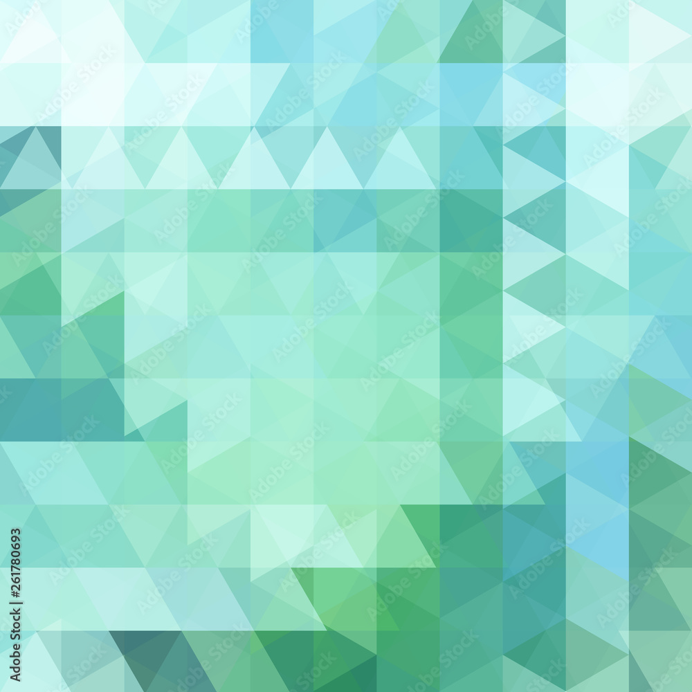 Obraz premium Geometric pattern, triangles vector background in green, blue  tones. Illustration pattern
