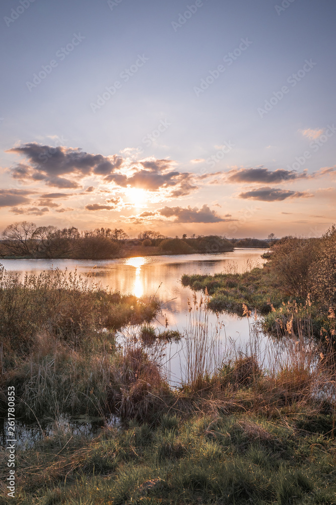 sunset over lake