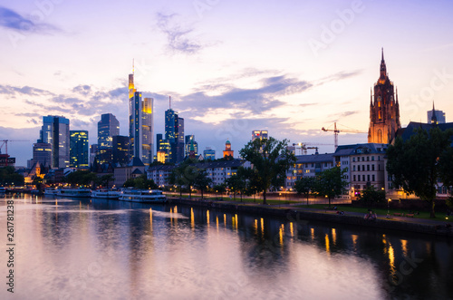 Frankfurt city skyscrapers in downtown at sunset © softdelusion