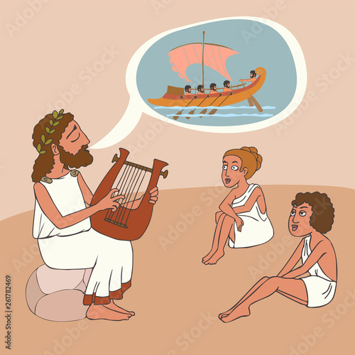 ancient greek story telling tradition cartoon