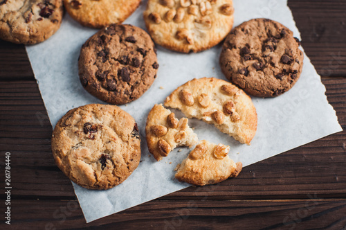 Cookies on a wooden background (Selective focus)