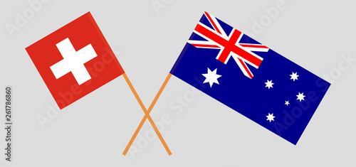Australia and Switzerland. The Australian and Swiss flags. Official colors. Correct proportion. Vector