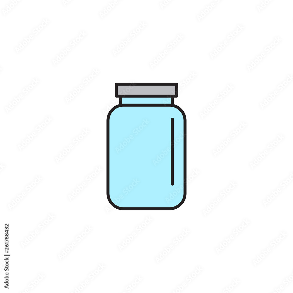 Glass jar vector icon, outline vector sign isolated on white background Glass jar vector icon, outline vector sign isolated on white background